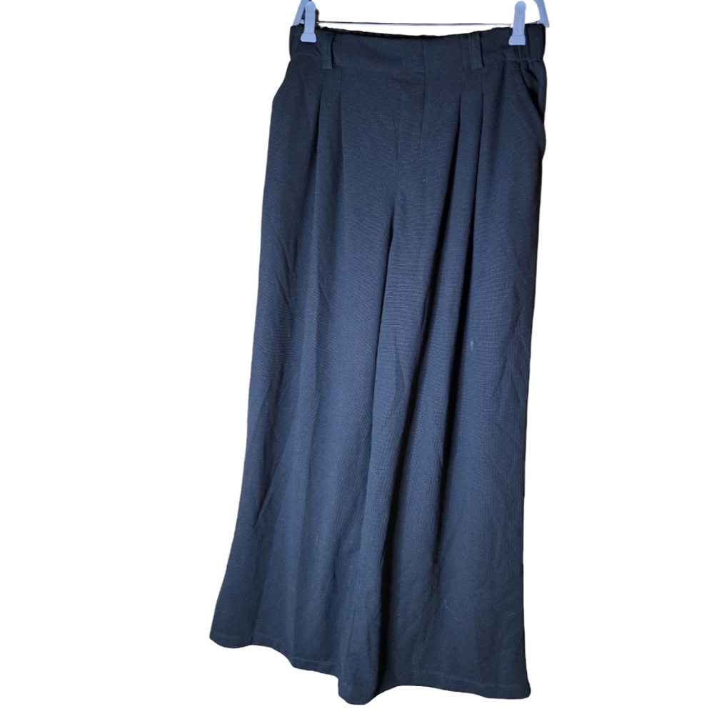 Halara Wide Leg Black Pants Size L – High Rise Cropped Trousers NWT